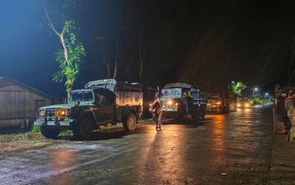 <p><strong>IN PURSUIT.</strong> Personnel of the 1st Marine Brigade check on their personnel and vehicles as they continue the pursuit of remnants of the extremist Dawlah Islamiya-Maute Group (DI-MG) in Marogong, Lanao del Sur on Monday (Dec. 12, 2022). At least 30 DI-MG radicals were sighted massing in the area, which eventually led to the discovery of their hideout. <em>(Photo courtesy of 6ID)</em></p>