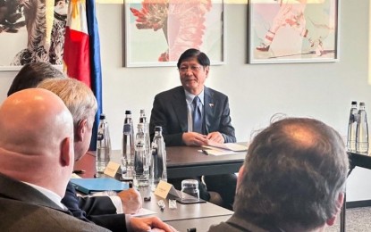 <p><strong>MARITIME MEETING.</strong> President Ferdinand R. Marcos Jr. meets with International Maritime Employers’ Council (IMEC) Chief Executive Officer (CEO) Francisco Gargiulo and several business executives and leaders of European shipping companies and shipowners associations in Brussels, Belgium on Tuesday (Dec. 13, 2022). Marcos ordered the creation of an advisory board to address deficiencies identified by the European Union (EU) in the Philippine seafarers’ education, training and certification system. <em>(Photo courtesy of the Office of the Press Secretary)</em></p>
