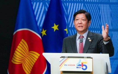 <p><strong>ELEVATING ASEAN-EU TIES.</strong> President Ferdinand R. Marcos Jr. on Monday (Dec. 14, Brussels time) vows to elevate the relations between the Association of Southeast Asian Nations and the European Union will reach greater heights. Marcos made the commitment in a press conference held at the conclusion of the ASEAN-EU Commemorative Summit plenary in Brussels, Belgium.<em> (Photo courtesy of the Office of the Press Secretary)</em></p>