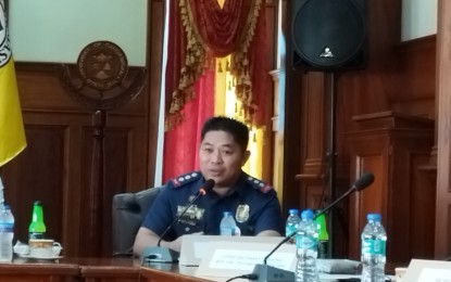 <p><strong>PANGASINAN POLICE</strong>. Pangasinan Police Provincial Office (PPPO) director Col. Jeff Fanged during a press conference in an undated photo. Fanged said they are monitoring possible gun-for-hire and private armed groups in the province to have a peaceful Oct. 30 Barangay and Sangguniang Kabataan Elections. (<em>PNA File Photo by Hilda Austria</em>)</p>