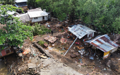<p><strong>WASHED OUT.</strong> The aftermath of the houses in coastal Sitio Becor, Barangay Tabo-o, Jimenez, Misamis Occidental, that were damaged by a flash flood on Dec. 24. On Wednesday (Dec. 28, 2002), the local government said it plans to relocate the affected residents to safe zones as it plans to implement a no-build zone near its shorelines.<em> (PNA photo by Nef Luczon)</em></p>