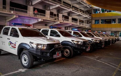 <p><strong>NEW VEHICLES.</strong> Seven new vehicles converted into rescue and emergency trucks are turned over to seven hinterland barangays of Cagayan de Oro City on Wednesday afternoon (Dec. 28, 2022) The trucks are worth PHP11 million. <em>(PNA photo by Rod Constantino/CDO CIO)</em></p>