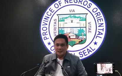 <p><strong>POSITIVE OUTLOOK.</strong> Negros Oriental Gov. Roel Degamo is optimistic the province will fare better in 2023 despite challenges his administration is facing, such as the PHP500-million cut in its Internal Revenue Allotment. The governor gave a run-through of accomplishments and awards in 2022 during his year-end press conference in Dumaguete City on Saturday (Dec. 31, 2022). <em>(Photo by Judy Flores Partlow)</em></p>