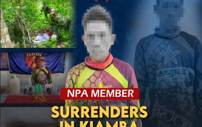 <p>New People’s Army surrenderer Marito Manang, who turned himself in on Wednesday (Jan. 4, 2023) in Kiamba town, Sarangani province. <em>(Photo courtesy of Police Regional Office – Soccsksargen)</em></p>