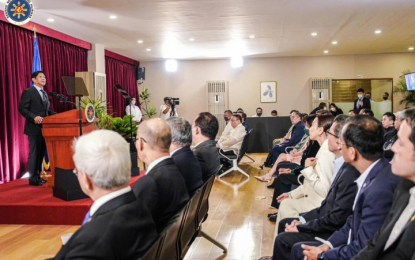 <p><strong>PRODUCTIVE TRIP.</strong> President Ferdinand R. Marcos Jr. delivers a speech upon his arrival from his productive three-day state visit to China, at the Villamor Air Base in Pasay City late Thursday afternoon (Jan. 5, 2022). The President said Chinese companies have presented investment plans to the Philippines worth USD22.8 billion. <em>(Photo courtesy of the Office of the President)</em></p>