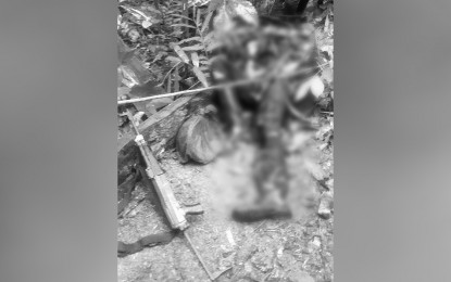 <p><strong>ENCOUNTER IN BUTUAN</strong>. The New People’s Army rebel who was killed in an armed encounter between the rebels and government troopers at the boundary of barangays Taligaman and Bugsukan in Butuan City on Friday afternoon (Jan. 6, 2023). Another rebel was wounded in the 20-minute gunfight, the Army’s 65th Infantry Battalion said. <em>(Photo courtesy of 65IB)</em></p>