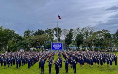 <p><strong>PROMOTED.</strong> A total of 2,530 uniformed personnel of the Police Regional Office 5 (Bicol) were promoted to the next higher rank on Tuesday (Jan. 10, 2023). They received their new ranks in an oath-taking and pinning ceremony in front of the PRO5 Grandstand at Camp Brig. Gen. Simeon A. Ola in Legazpi City.<em> (Photo courtesy of PRO5)</em></p>