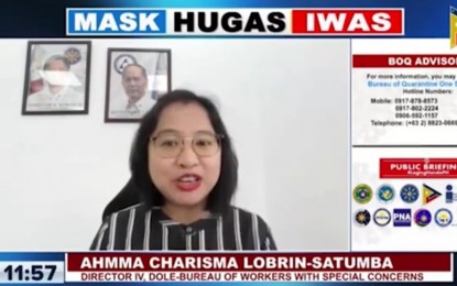 <p>DOLE Bureau of Workers with Special Concerns director Ahmma Charisma Lobrin-Satumba <em>(Screengrab from Laging Handa briefing)</em></p>