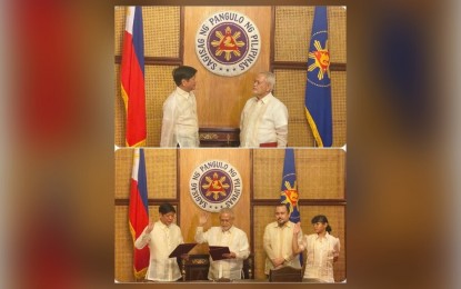 <p><strong>NEW PRESIDENTIAL ADVISER.</strong> President Ferdinand R. Marcos Jr. on Friday (Jan. 13, 2023) leads the oath-taking of former Tawi-Tawi governor Al Tillah as Presidential Adviser on Muslim Affairs. The oath-taking ceremony took place at Malacañan Palace in Manila. <em>(Photo courtesy of PBBM's official Facebook page)</em></p>
