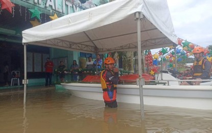 <p><strong>FLOODED</strong>. A flooded area just outside the town hall of Catubig, Northern Samar province on Jan. 15, 2023. The entire province of Northern Samar was placed under a state of calamity on Monday (Jan. 16) due to the impacts of weather disturbances. <em>(Photo courtesy of Catubig Rescue Unit)</em></p>