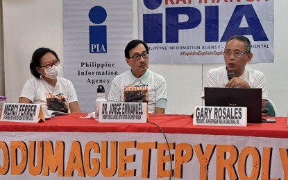 <p><strong>BURNING HAZARDS</strong>. Environmentalists in Negros Oriental urge Dumaguete City government to stop the pyrolysis-gasification technology used in its garbage disposal program. (L-R) Merci Ferrer, co-convener of War on Waste-Negros Oriental; Dr. Jorge Emmanuel, former Chief Technical Adviser for the United Nations Development Program; and Gary Rosales, representing three NGOs, aired their concerns during a media forum on Thursday (Jan. 19, 2023). <em>(Photo by Judy Flores Partlow)</em></p>