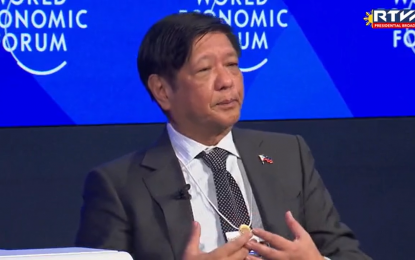 <p><strong>CONTINUED ECONOMIC GROWTH.</strong> President Ferdinand R. Marcos Jr. on Thursday (Jan. 19, 2023, Manila time) is optimistic that the Philippine economy will expand by 6.5 percent in 2023. In a one-on-one dialogue with World Economic Forum (WEF) president Børge Brende, Marcos said administration is focused on attaining a higher economic growth rate to ensure the country's post-pandemic recovery. <em>(Screenshot from Radio Television Malacañang)</em></p>