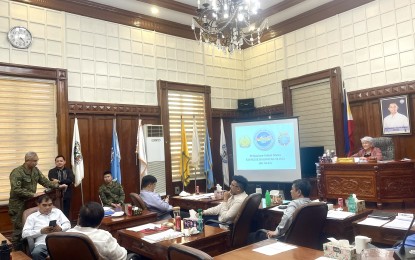 <p><strong>PH-US BALIKATAN EXERCISES.</strong> Col. Michael Logico (podium) of the Armed Forces of the Philippines (AFP) explains to members of the Sangguniang Panlalawigan of Ilocos Norte on Monday (Jan. 23, 2022) about the upcoming PH-US Balikatan Exercise. The province was chosen to host the major military exercise this April. <em>(PNA photo by Leilanie Adriano) </em></p>