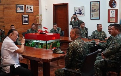 <p><strong>COURTESY VISIT</strong>. The 4th Marine Brigade led by Brig. Gen. Vicente Mark Anthony Blanco pay a courtesy visit to Laoag City Mayor Michael Keon on Jan. 18, 2023. One of the topics discussed was the possible establishment of a detachment in one of the city's coastal barangays. <em>(Photo courtesy of the City Government of Laoag)</em></p>