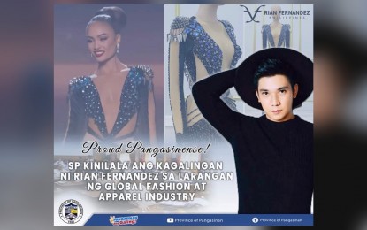 <p><strong>PANGASINAN'S PRIDE</strong>. The provincial government of Pangasinan honors Rian Fernandez, the designer of the gown of Miss Universe 2022 R’Bonney Gabriel. Fernandez is from Alcala town, Pangasinan before he moved abroad to pursue his love for the arts. <em>(Photo courtesy of Province of Pangasinan Facebook page)</em></p>