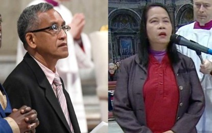 <p>Leon Asuncion (left) and Norma Ramos (righti) <em>(Photo courtesy of CBCP News website)</em></p>