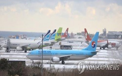 <p>A file photo of Jeju International Airport on the southern Jeju Island <em>(Yonhap)</em></p>