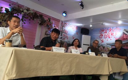 <p><strong>SUSTAINING ECONOMIC GROWTH</strong>. Lawyer Franklin Quijano, chairperson of the National Commission of Senior Citizens and former economics professor, (2nd from left) on Saturday (Jan. 28, 2023) says the 7.6-percent growth of the Philippine economy in 2021 is a "good start" for the Marcos administration. In a news forum at the Dapo Restaurant in Quezon City, Quijano said the Marcos administration also has to look for ways to sustain the country's economic growth in the coming years. <em>(PNA photo by Ruth Abbey Gita-Carlos)</em></p>