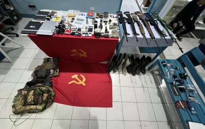 <p><strong>NABBED.</strong> The firearms and other belongings seized from three ranking communist leaders in an operation in General Santos City on Sunday (Jan. 29, 2023). The three suspects were identified as Ruben Saluta, Purificacion Saluta and Yvonne Losaria. <em>(Photo courtesy of CIDG)</em></p>