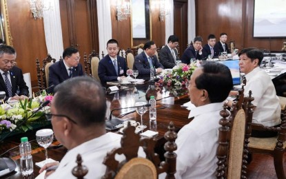 <p><strong>BUSINESS LEADERS</strong>. President Ferdinand R. Marcos Jr. welcomes officials of China Communications Construction Co. Ltd (CCCC) at Malacañan Palace on Monday (Jan. 30, 2023). During their meeting, the Chinese firm proposed the construction of the 270-km Laoag City-Rosario City Highway Project and the introduction of China’s Juncao technology to the Philippines. <em>(Photo courtesy of the Presidential Communications Office</em></p>