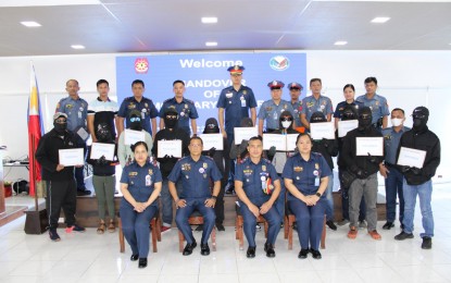 <p><strong>REWARD.</strong> Eleven informants receive cash rewards from the Philippine National Police (PNP) in simple rites in Camp Crame on Jan. 30, 2023. PNP Directorate for Intelligence chief Maj. Gen. Benjamin Acorda said these informants provided useful information that led to the arrest of 13 most wanted persons. <em>(Photo courtesy of PNP Public Information Office)</em></p>