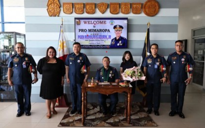 <p><strong>THIRD SAFEST</strong>. Philippine National Police chief, Gen. Rodolfo Azurin (seated), praises the Police Regional Office -Mimaropa for their accomplishments during his command visit at Camp BGen Efigenio C Navarro in Calapan City, Oriental Mindoro on Thursday (Feb. 2, 2023). Mimaropa has been declared the third safest region in the country. <em>(Photo courtesy of PRO-Mimaropa Information Office)</em></p>