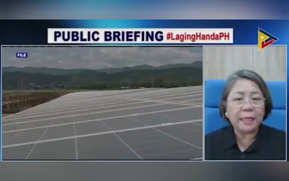 <p><strong>RENEWABLE ENERGY.</strong> Energy Undersecretary Rowena Guevara during the Laging Handa public briefing on Feb. 3, 2023. Guevara said the Marcos administration has been keen on implementing policy reforms that would help the country to increase the share of renewable energy in the energy mix. <em>(Screenshot from PTV-4 Facebook page)</em></p>