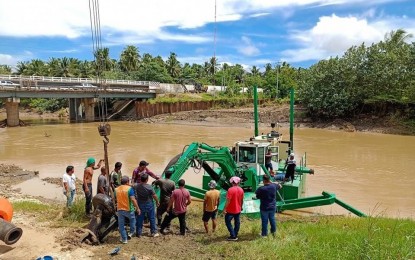 <p><strong>QUALITY PURCHASE.</strong> The Davao del Norte provincial government deploys its newly purchased Watermaster multipurpose dredger at the Libuganon River in Tagum City on Friday (Feb. 3, 2023). The equipment will help alleviate the persistent problem of flooding in the province. <em>(Courtesy of DavNor LGU)</em></p>