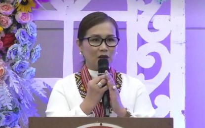 <p>ACKNOWLEDGEMENT. Director Debbie Gonzales of the Bureau of Local Government of the Department of the Interior and Local Government bows as she delivers the message of Secretary Benjamin Abalos during the awarding of the Best performing LGUs in the region at a hotel in Baguio City on Wednesday. Abalos said that the active and effective anti-drug abuse councils have helped the communities maintain peace and order. (PNA photo by Liza T. Agoot)</p>
<p> </p>