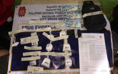 <p><strong>DRUG HAUL</strong>. Operatives of Bacolod City Police Office's City Drug Enforcement Unit seize 600 grams of shabu worth PHP4.08 million from two suspects during a buy-bust in Barangay 1, Bacolod City on Thursday night (Jan. 9, 2023). The arrested drug personalities are tagged as high-value individuals.<em> (Photo courtesy of Bacolod City Police Office)</em></p>