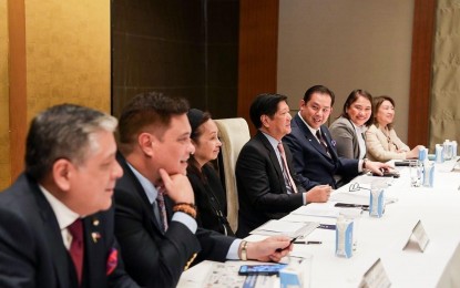 <p><strong>MOTOR TALKS.</strong> President Ferdinand R. Marcos Jr. (center) and members of the Philippine delegation meet with Toyota Motor Corporation officials in Tokyo, Japan on Friday (Feb. 10, 2023). Accompanied by (from left) Special Assistant Anton Lagdameo, Senate President Juan Miguel Zubiri, former president and Pampanga (2nd District) Representative Gloria Arroyo, House Speaker Martin Romualdez and Presidential Communications Office Secretary Cheloy Garafil, Marcos said he intends to purchase Toyota Mini Cruiser vehicles for the military’s use. <em>(Courtesy of PCO)</em></p>