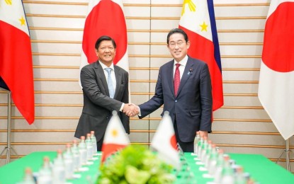<p><strong>MUTUAL COOPERATION</strong> President Ferdinand R. Marcos Jr. (left) and Japanese Prime Minister Fumio Kishida shake hands after a summit meeting and joint press conference at the Prime Minister’s Office in Tokyo, Japan on Friday (Feb. 10, 2023). In a joint statement, the two leaders agreed to increase their defense capabilities and further strengthen overall security cooperation. <em>(Courtesy of Bongbong Marcos Facebook) </em></p>