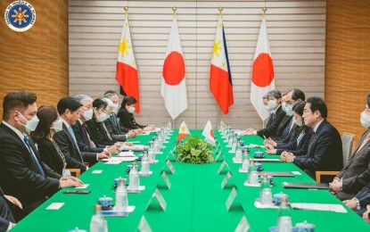 <p><strong>OPEN TO VFA.</strong> President Ferdinand R. Marcos Jr. and Japanese Prime Minister Fumio Kishida affirm their commitment to strengthen defense and security cooperation during the former's five-day official trip to Tokyo, Japan. Marcos said he was open to the idea of a Visiting Forces Agreement with Japan if it does not increase tensions in the South China Sea. <em>(Photo courtesy of the Office of the President Facebook page)</em></p>