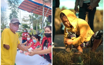 <p><strong>ON THE JOB</strong>. Felipe Espinosa (left photo), a person with a disability from San Miguel town, Bohol province is seen receiving his pay of PHP4,350 from the cash-for-work program of the Department of Social Welfare and Development (DSWD) while a beneficiary (right photo) is seen helping his community's clean and green activities. DSWD Central Visayas Regional Director Shalaine Marie Lucero on Tuesday (Feb. 14, 2023) said 32,336 individuals from 129 localities in Central Visayas have benefited from the cash-for-work program for PWDs. <em>(Photo courtesy of DSWD-7)</em></p>