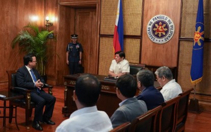 <p><strong>DIALOGUE.</strong> President Ferdinand R. Marcos Jr. receives Chinese Ambassador Huang Xilian (left) at Malacañan Palace in Manila on Tuesday (Feb. 14, 2023). Marcos summoned the Chinese envoy over the latest reported harassment of a Chinese Coast Guard vessel of its Philippine counterpart at Ayungin Shoal in the West Philippine Sea on Feb. 6.<em> (Courtesy of PCO)</em></p>