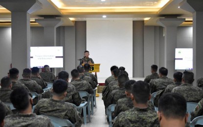 <p><strong>MENTAL HEALTH DRIVE</strong>. A total of 157 enlisted personnel from different line units and separate batteries of the Army Artillery Regiment (AAR) attend the Troops Information and Education (TI&E) on Feb. 13, 2023. The activity which was held at the AAR Headquarters, Fort Magsaysay, Palayan City in Nueva Ecija, aimed to look after the mental health and physical well-being of the military troops.<em> (Photo courtesy of Army Artillery Regiment)</em></p>