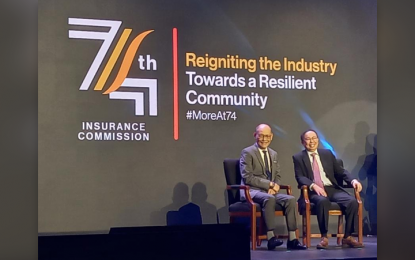 <p><strong>DIGITAL TRANSFORMATION.</strong> Finance Secretary Benjamin Diokno (left) and Insurance Commissioner Dennis Funa (right) during the Insurance Commission's (IC) 74th anniversary celebration at the Philippine International Convention Center (PICC) on Friday (Feb. 17, 2023). Diokno urged stakeholders to ensure that insurance products be accessible and affordable to all Filipinos to increase the number of Filipinos with insurance protection. <em>(Photo by Joann S. Villanueva)</em></p>