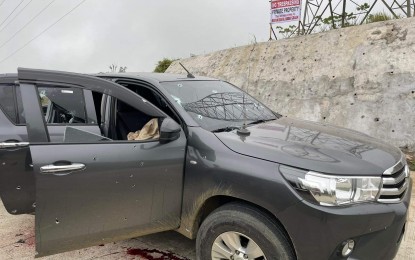 <p><strong>CRIME SCENE</strong>. One of the convoy vehicles is riddled with bullets after gunmen fired upon Lanao del Sur Gov. Mamintal Alonto-Adiong Jr. and his security escorts on Friday (Feb. 17, 2023) in Maguing, Lanao del Sur. Three security escorts and a driver died on the spot. Adiong survived the attack. <em>(Photo courtesy of Arafat Macapodi)</em></p>