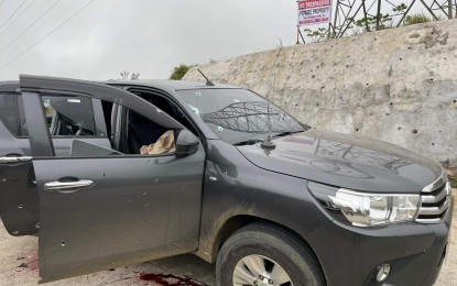 <p><strong>CRIME SCENE.</strong> One of the convoy vehicles is riddled with bullets after gunmen fired upon the group of Lanao del Sur Governor Mamintal Alonto-Adiong Jr. and his security escorts in Maguing town, Lanao del Sur province on Feb. 17, 2023. The Union of Local Authorities of the Philippines  condemned the recent attacks that included the ambush-slay of Vice Mayor Rommel Alameda of Aparri town, Cagayan province and five of his companions on Feb. 19. <em>(Photo courtesy of Arafat Macapodi)</em></p>