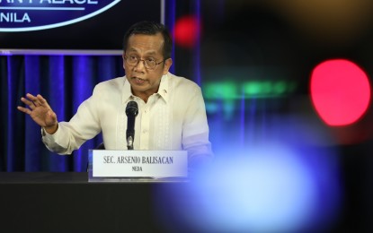 <p><strong>RCEP RATIFICATION</strong>. National Economic and Development Authority (NEDA) Secretary Arsenio Balisacan holds a press briefing in Malacañang Palace on Tuesday (Feb. 21, 2023). Balisacan maintained that the Regional Comprehensive Economic Partnership (RCEP) must be ratified by the Senate as it would ensure the protection of the agriculture industry as well as increase investments and employment opportunities in the country. <em>(Photo by Rey S. Baniquet)</em></p>