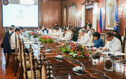 <p><strong>INNOVATION</strong>. President Ferdinand R. Marcos Jr. presides over the first National Innovation Council (NIC) meeting under his administration at the state dining room of Malacañan Palace on Tuesday (Feb. 21, 2023). The NIC raised the need to establish an innovation ecosystem that will encourage and promote innovation as part of the country’s economic culture. (Photo from Office of the President FB page)</p>