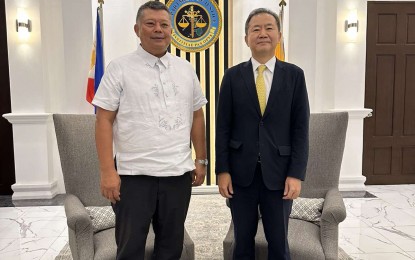 <p>South Korean envoy Kim Ichul (right) met with Justice Secretary Jesus Crispin Remulla on Wednesday (Feb.22, 2023) to discuss, among other things, the deportation of three Korean nationals. <em>(Photo from DOJ PIO) </em></p>
