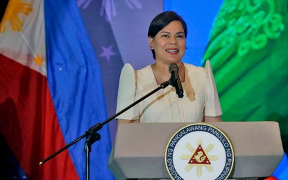 <p><strong>LASTING LEGACY</strong>. Vice President Sara Duterte shares her experiences as a municipal chief executive for nine years in Davao City during her speech at the League of Municipalities of the Philippines' general assembly on Tuesday (Feb. 22, 2023). She said local leaders must ensure to leave a legacy that will last beyond their term. <em>(Photo courtesy of the Office of the Vice President)</em></p>