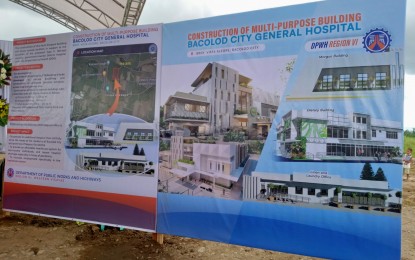 <p><strong>NEW HOSPITAL</strong>. The design perspectives for the multipurpose building of the national government-funded Bacolod City General Hospital in Barangay Vista Alegre were unveiled during the groundbreaking rites held in September last year. The construction of these ancillary facilities is now ongoing, Rep. Greg Gasataya said earlier this week.<em> (PNA Bacolod file photo)</em></p>