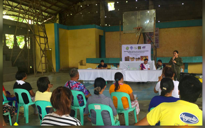 <p><strong>SUPPORT TO FARMERS.</strong> Some 40 farmers from former conflict-affected Barangay Consorcia in Las Nieves town, Agusan del Norte province, undergo a three-day community-based training and enterprise development that started on Feb. 21, 2023. The village is recently declared an insurgency-free area in Las Nieves. <em>(Photo courtesy of 23IB)</em></p>
