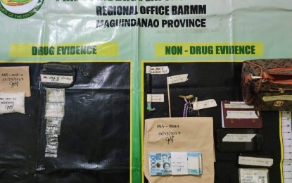 <p><strong>ILLEGAL DRUGS.</strong> Personnel of the Philippine Drug Enforcement Agency – Bangsamoro Autonomous Region in Muslim Mindanao (PDEA-BARMM) account the PHP400,000 worth of suspected shabu following a buy-bust operation in Cotabato City on Thursday (Feb. 23, 2023). Among the three arrested suspects is an active police officer of the Police Regional Office-BARMM. <em>(Photo courtesy of PDEA-BARMM)</em></p>