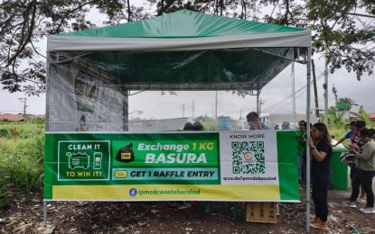 <p><strong>RECYCLABLE WASTE CENTER</strong>. The materials recovery facility (MRF) center of private garbage contractor IPM-Construction and Development Corp. in Barangay Mansilingan, Bacolod City in this undated photo. Residents can bring their recyclable waste to the MRF center and exchange it for a digital raffle entry for a chance to win prizes. <em>(Photo courtesy of DPS-OIC Ma. Fe Trespuentes)</em></p>