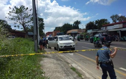 <p><strong>SHOOTOUT</strong>. An operative of the Philippine National Police-Criminal Investigation and Detection Group, who was driving a white Mitsubishi Montero during a sting operation with two alleged gunrunners, was injured in a shootout along with the suspects in Bacolod City on Friday (Feb. 24, 2022). The three are now being treated in a private hospital in the city.<em> (Photo courtesy of Bacolod City Police Office)</em></p>