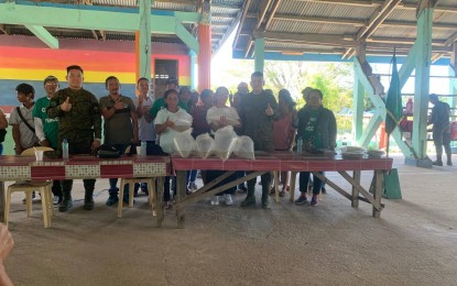 <p><strong>ASSISTANCE.</strong> The Philippine Army’s 91st Infantry “Sinagtala” Battalion (91IB) has awarded tilapia fingerlings as livelihood assistance to two people’s organizations in Aurora province. Lt. Col. Julito Recto Jr., commander of 91IB said on Monday (Feb. 27, 2023) the assistance will help the POs living in far-flung areas to have a sustainable source of income and also help develop and nurture the communities to become stable and resilient against any influence of the communist terrorist group. <em>(Photo courtesy of Army's 91IB)</em></p>