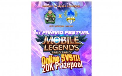 <p><strong>ESPORTS EVENT</strong>. The poster of the 1st Panaad sa Negros Festival Mobile Legends: Bang Bang Online 5v5 Tournament set in April. It will serve as the opening event of the collaboration between the Negros Occidental Language and Information Technology Center and AcadArena Technologies to promote esports education.<em> (Image courtesy of NOLITC)</em></p>